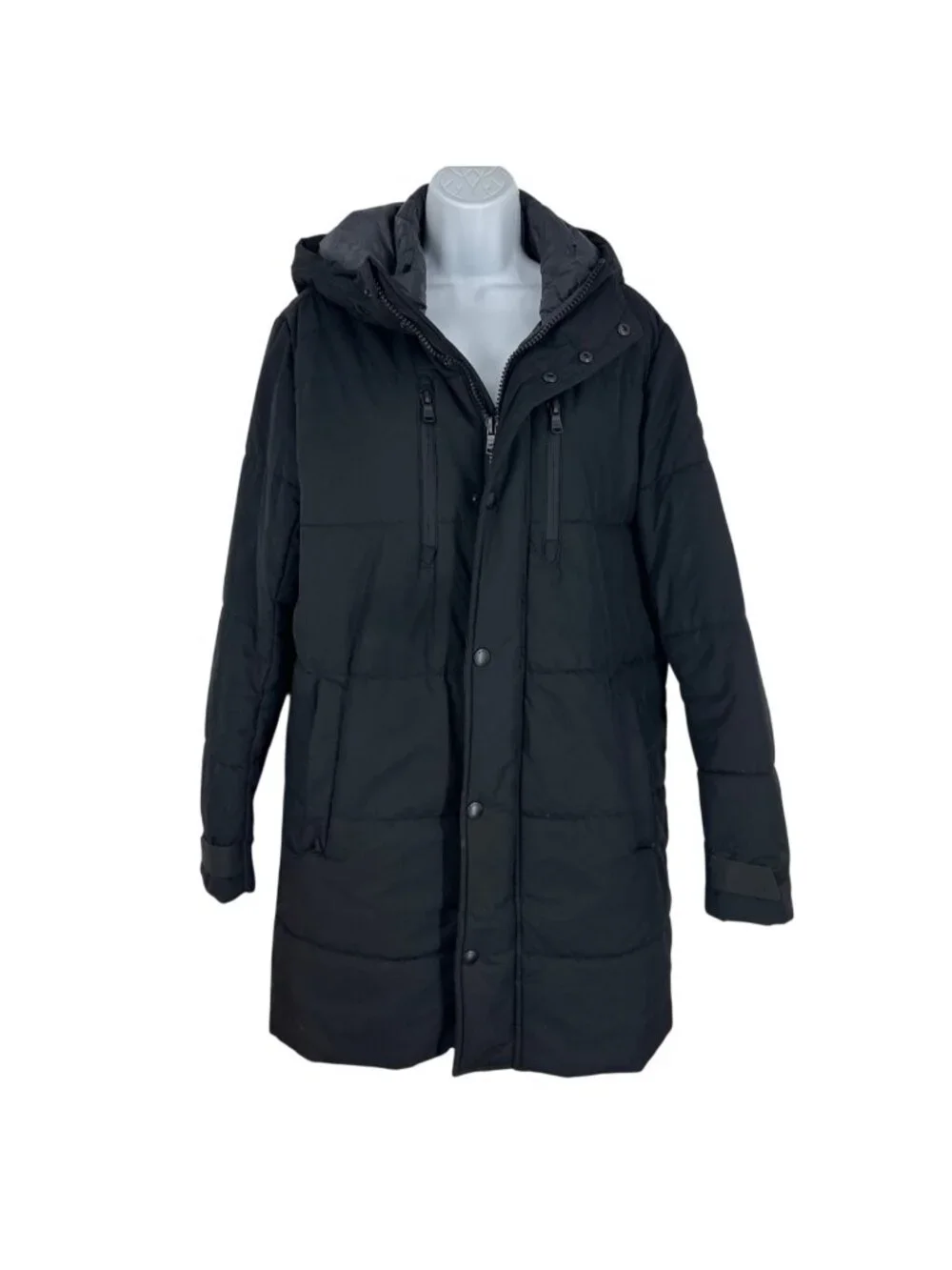 Michael Kors Black Hooded Zip & Snap Closure Adjustable Cuffs Puffer Coat Size S